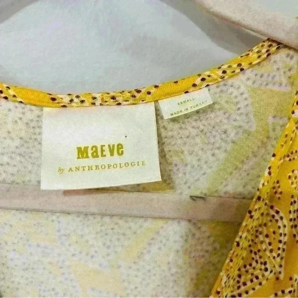 NWOT Anthropologie Maeve Yellow Midi Ruffle V-Neck Dress Women’s Size XS - Picture 5 of 8